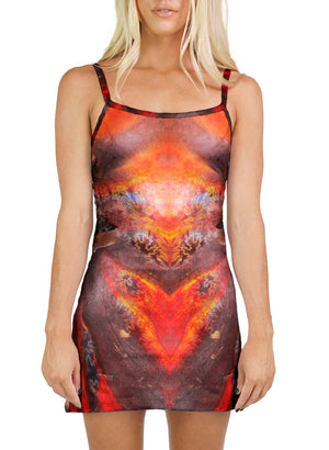 Opalized Red Flash Ammonite Mini Dress