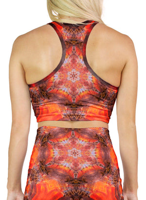 Opalized Red Flash Ammonite Racerback Crop Top