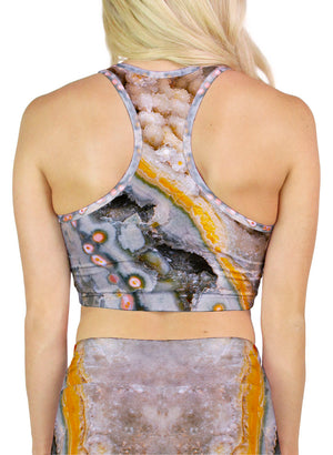 Yellow Stripe Ocean Jasper Racerback Crop Top